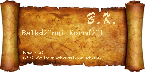 Balkányi Kornél névjegykártya